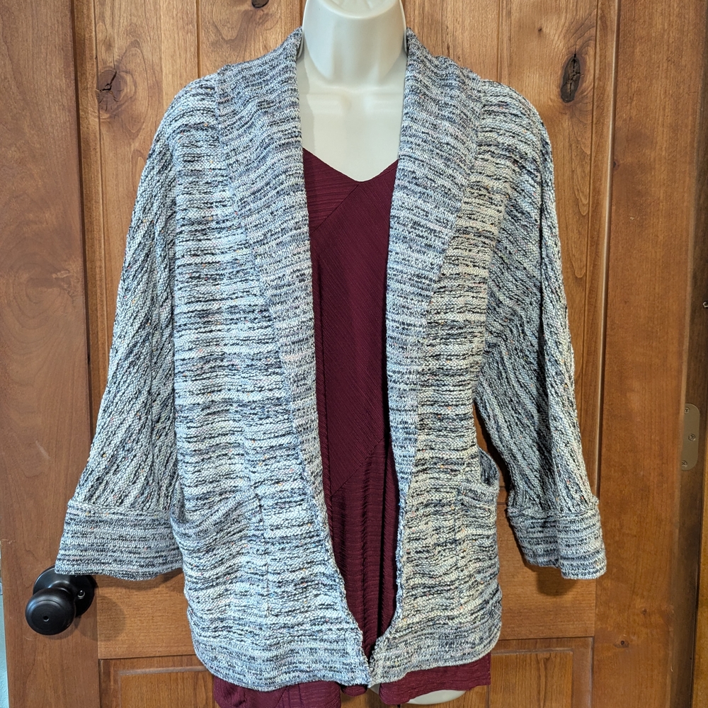 Splendid Gray‎ Textured Cardigan Open-Front Relaxed Fit
